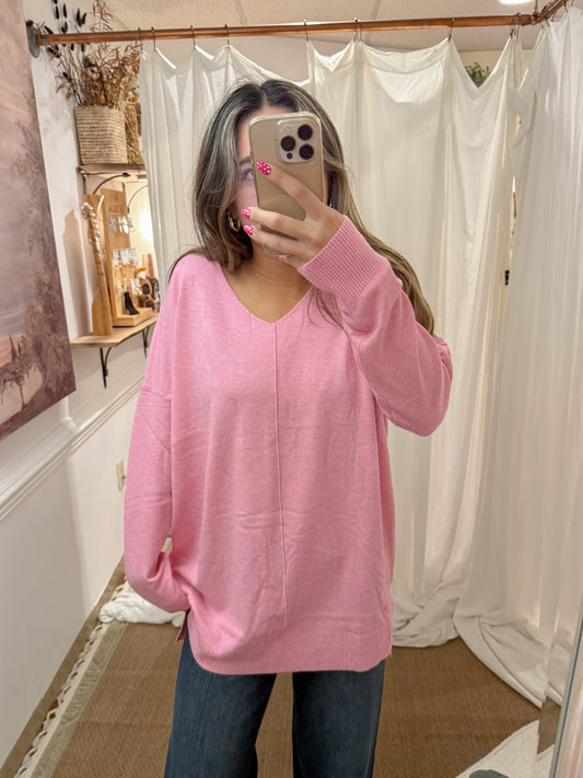bubblegum pink oversized sweater