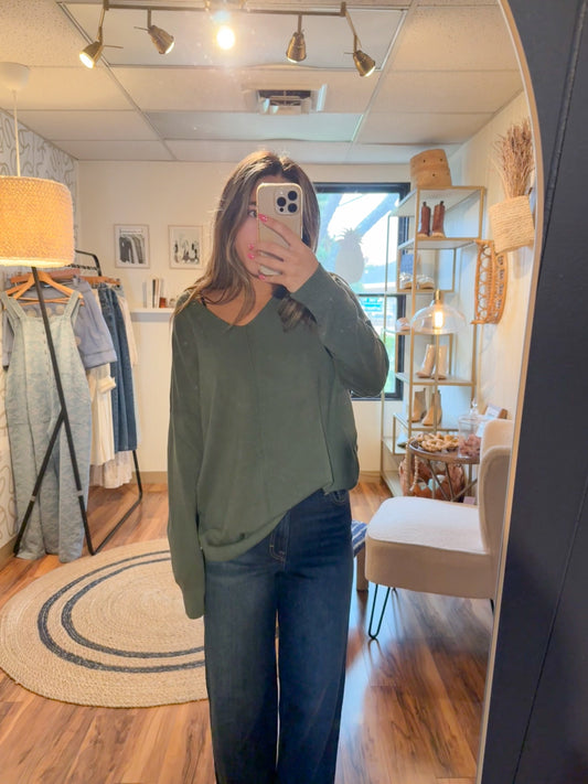 green oversized sweater