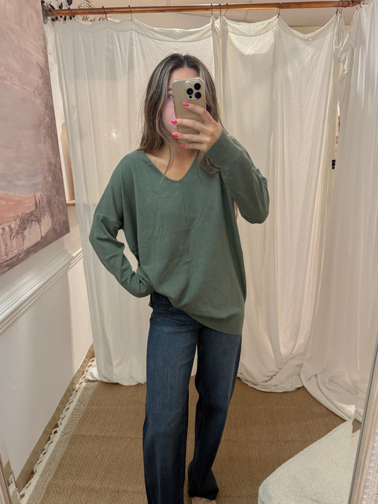green oversized sweater