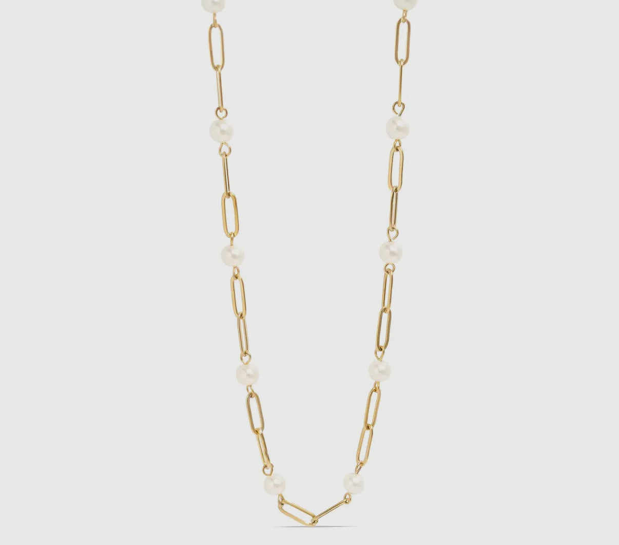 Pearl Paperclip Charm Necklace